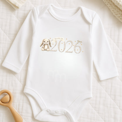 Born in 2026 Baby Vest & Sleepsuit Gift Set – Bunny Design