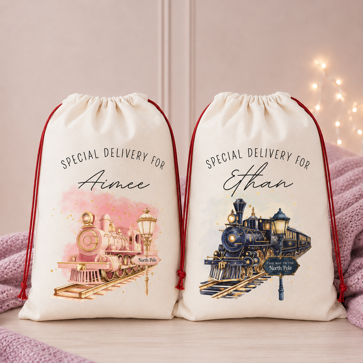 Personalised North Pole Train Santa Sack