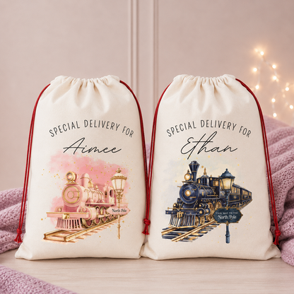 Personalised North Pole Train Santa Sack