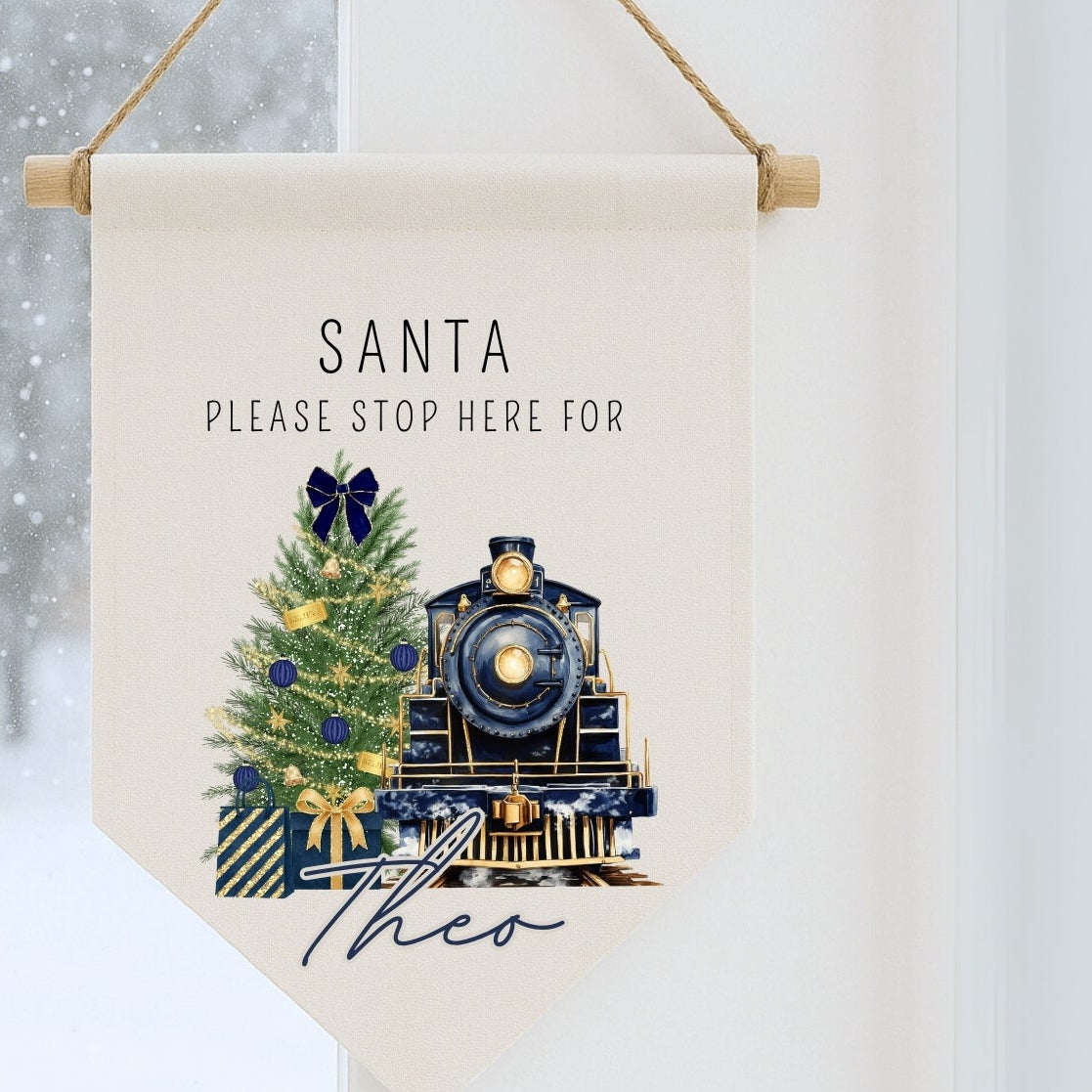 Personalised Christmas Train Gift Sack - Pink or Blue