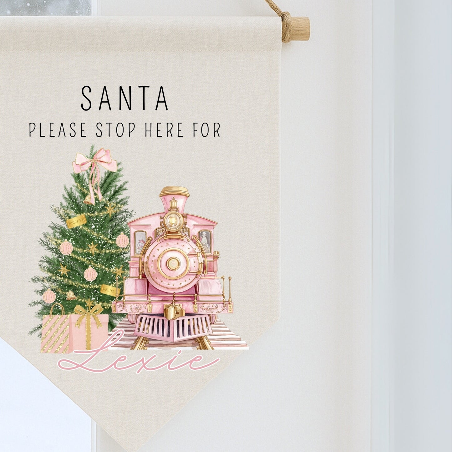 Christmas Train 'Santa stop here' Sign