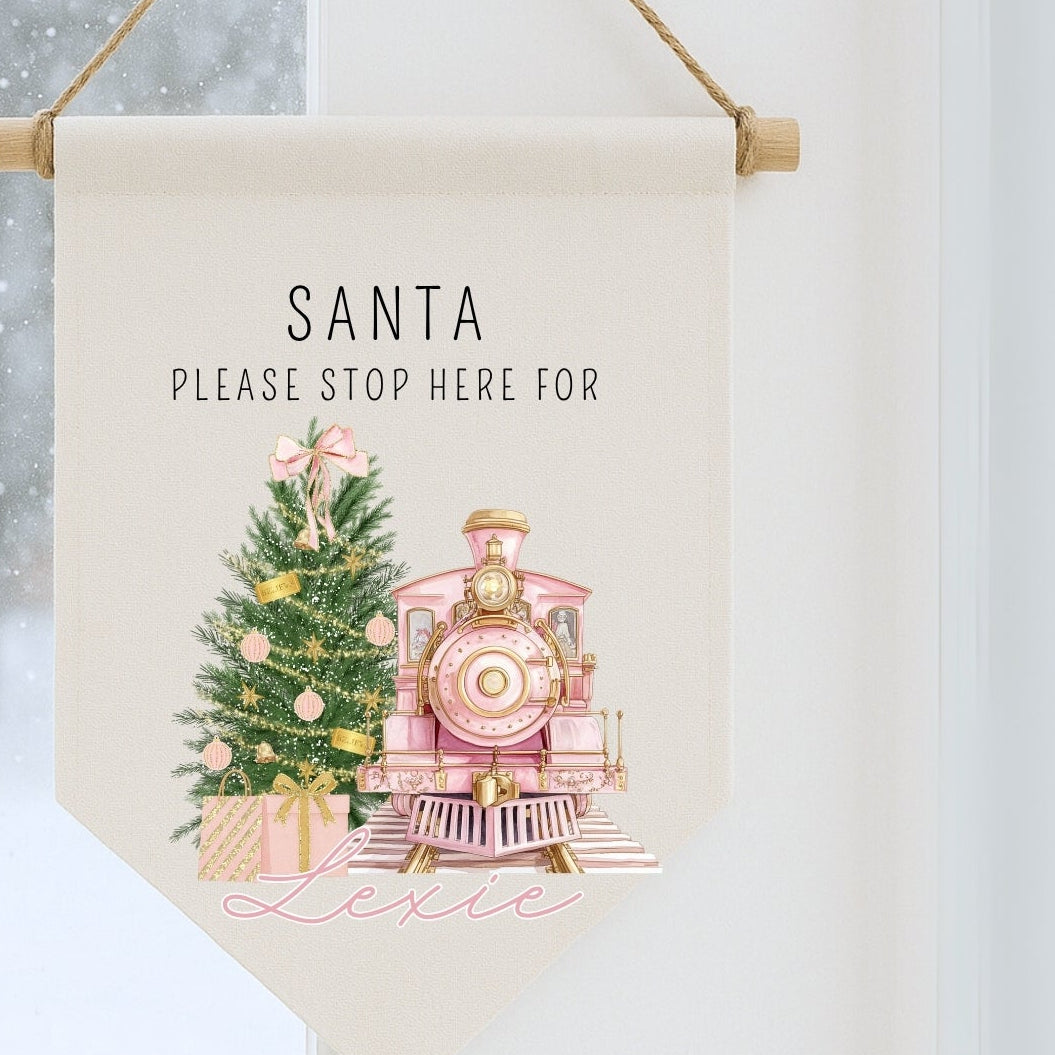Personalised Christmas Train Gift Sack - Pink or Blue