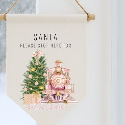 Personalised Christmas Train Gift Sack - Pink or Blue