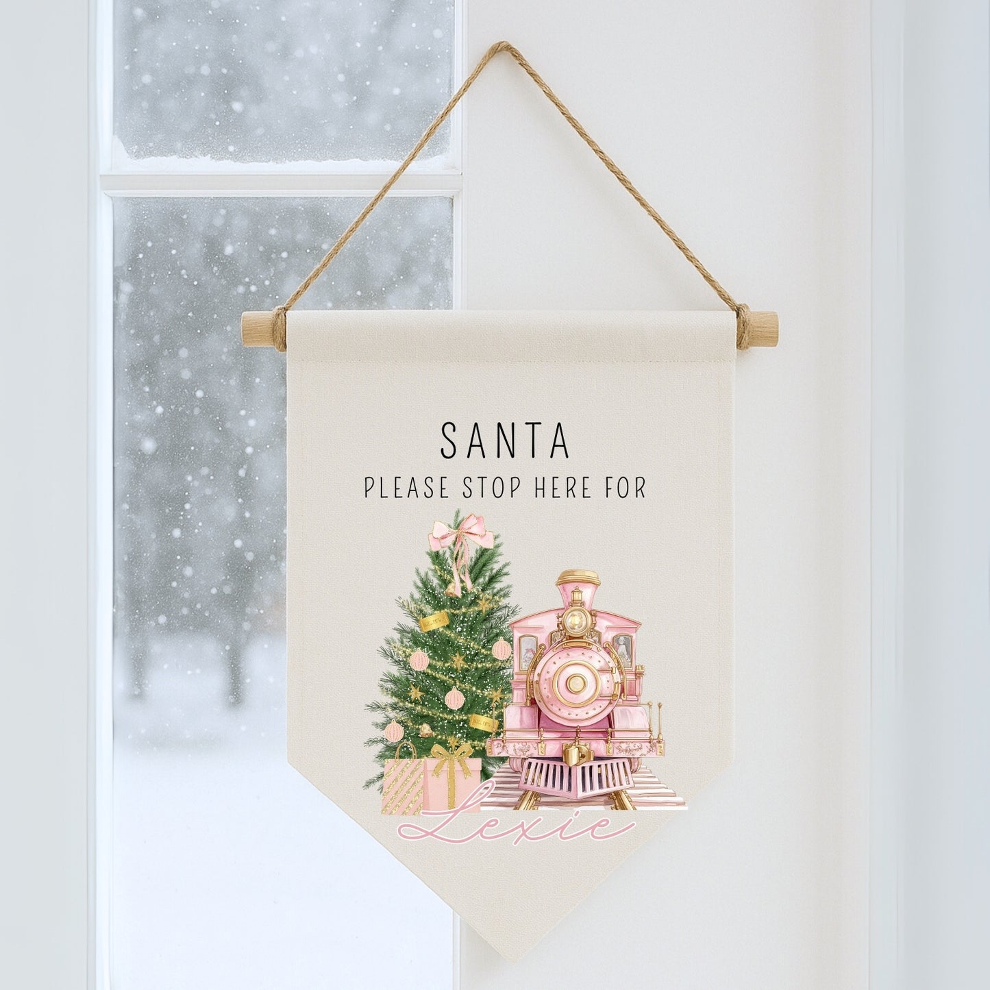 Christmas Train 'Santa stop here' Sign