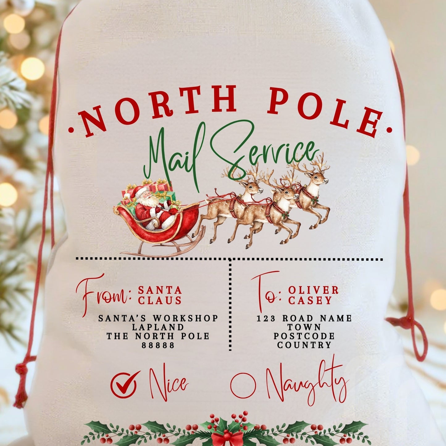2025 BEST SELLER - Luxury Personalised North Pole Mail Service Santa Sack