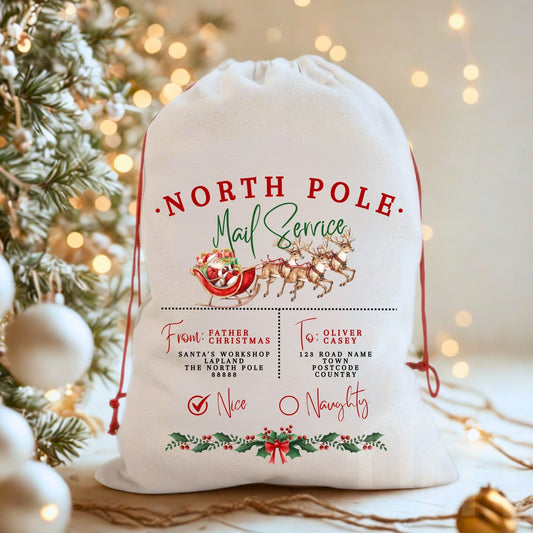 2025 BEST SELLER - Luxury Personalised North Pole Mail Service Santa Sack