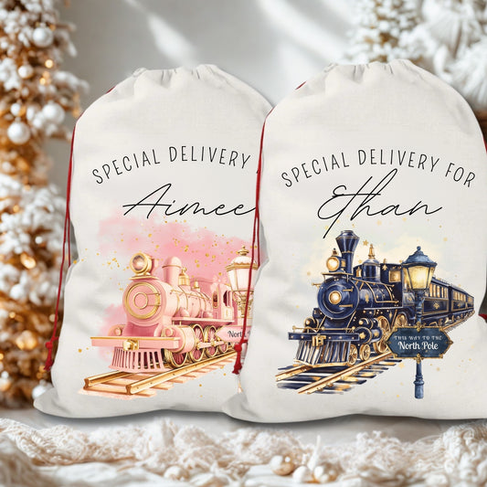 Personalised North Pole Train Santa Sack