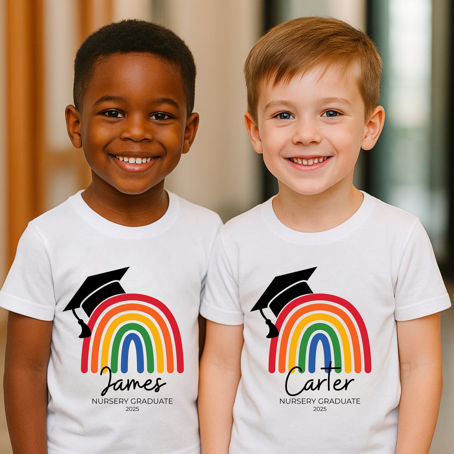 Rainbow Nursery & Preschool Graduate Personalised T-shirt