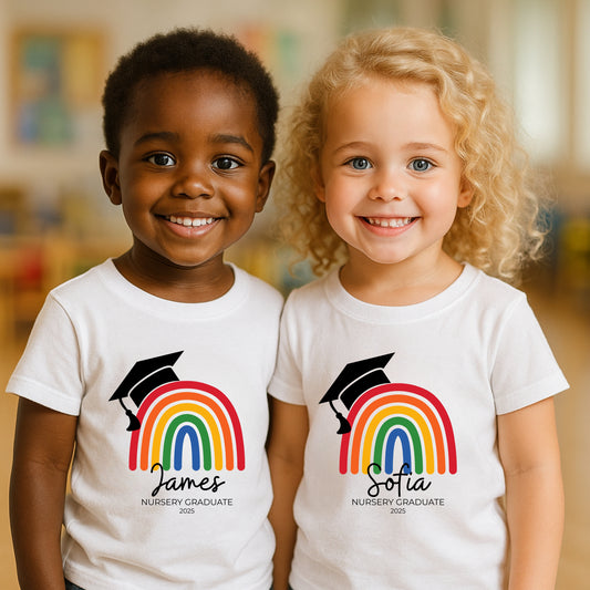 Rainbow Nursery & Preschool Graduate Personalised T-shirt
