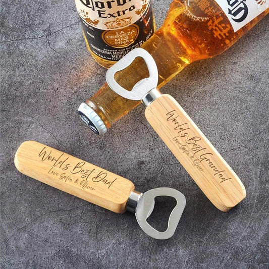 Personalised Wooden Handle Bottle Opener | Father's Day | Grandad Gift