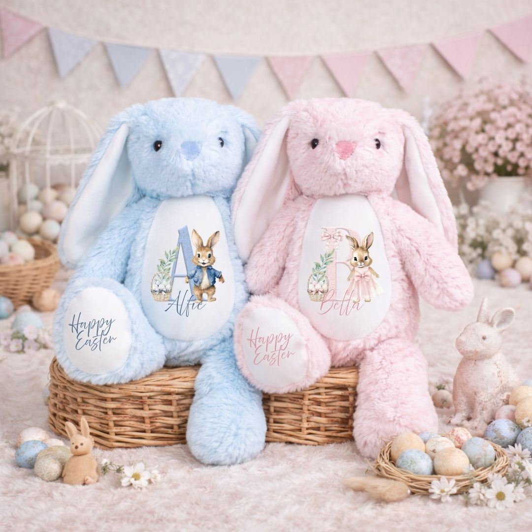 Personalised Easter Flopsy Bunny Plush - Initial & Name