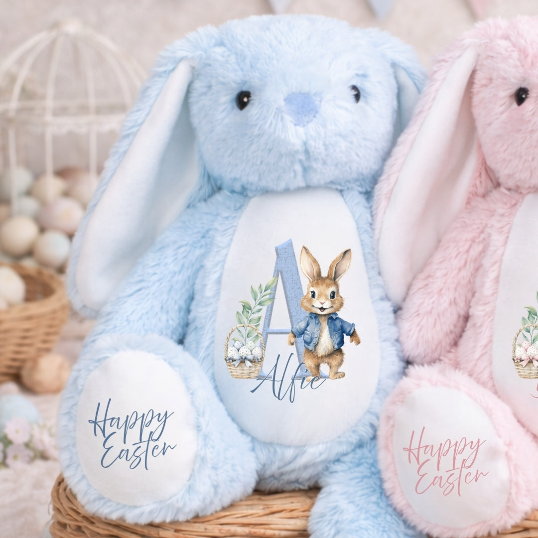 Personalised Easter Flopsy Bunny Plush - Initial & Name