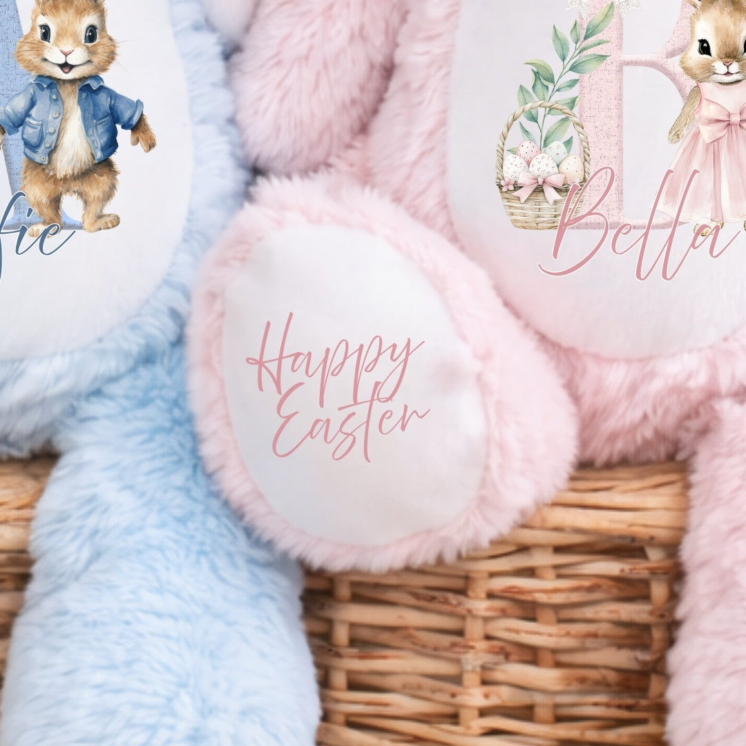 Personalised Easter Flopsy Bunny Plush - Initial & Name