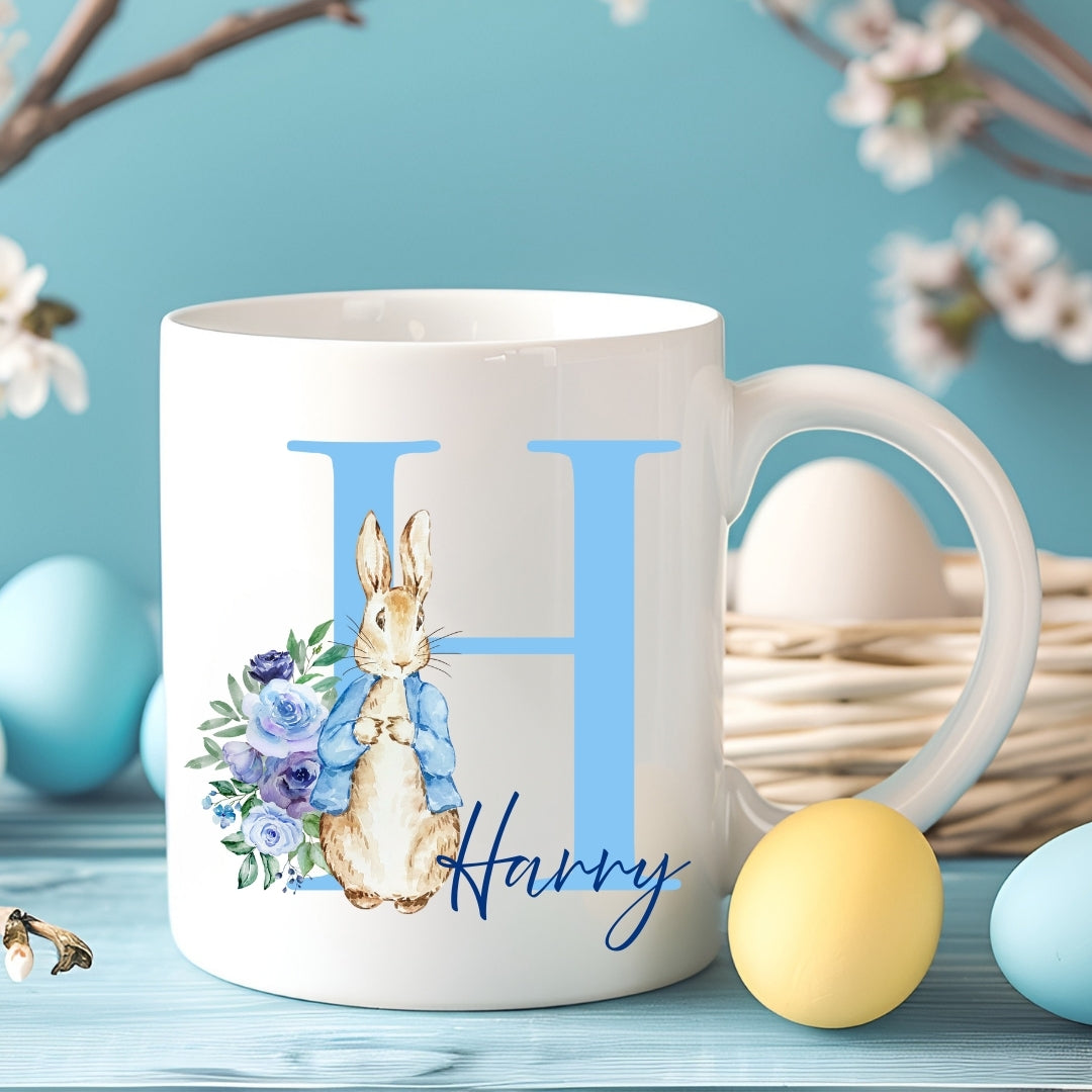 Personalised Monogram & Name Easter Bunny Mug - Pink