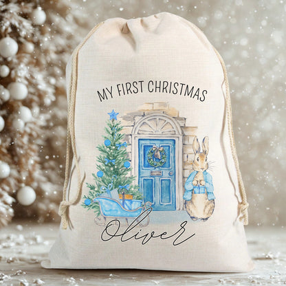 Personalised Baby's First Christmas Rabbit & Bunny Christmas Santa Sack