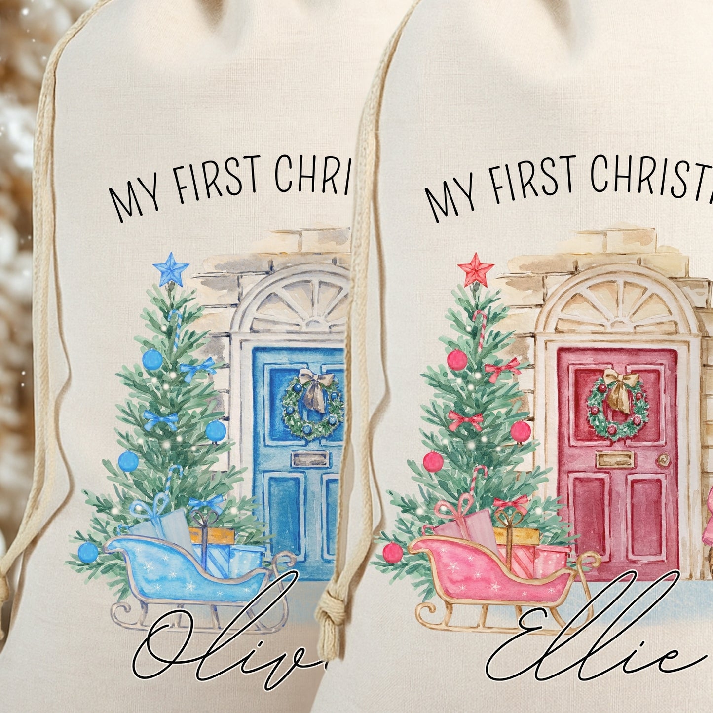 Personalised Baby's First Christmas Rabbit & Bunny Christmas Santa Sack