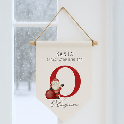 Personalised Monogram 'Santa Stop Here' Sign