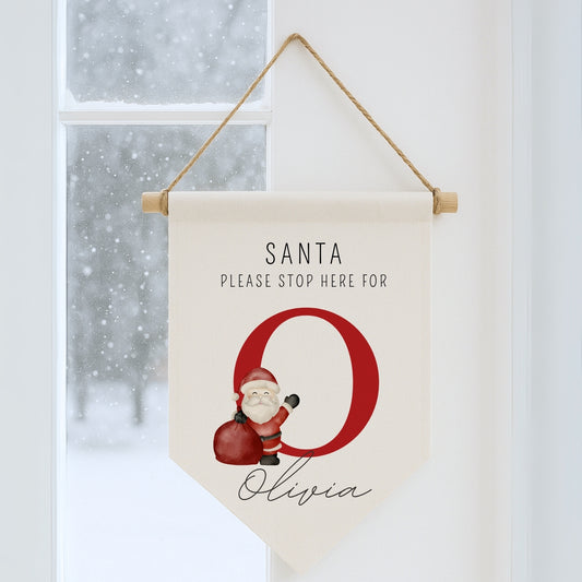 Personalised Monogram 'Santa Stop Here' Sign