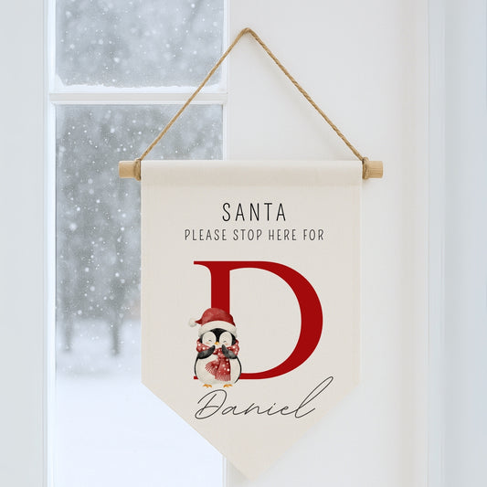 Personalised Monogram 'Santa Stop Here' Sign