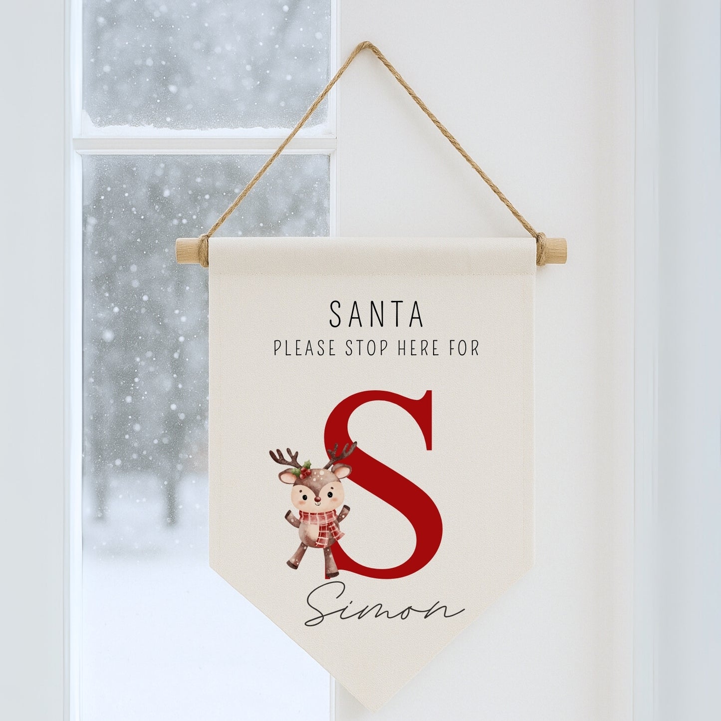 Personalised Monogram 'Santa Stop Here' Sign