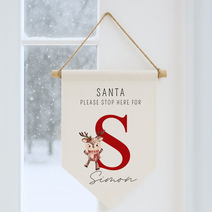 Personalised Monogram 'Santa Stop Here' Sign