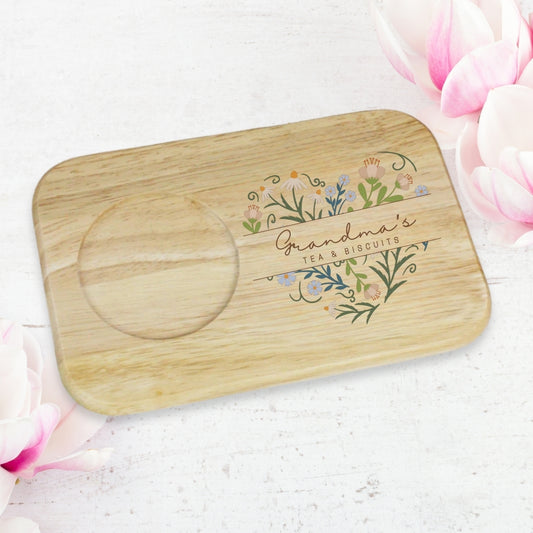 Personalised Tea & Biscuit Board - Floral Design