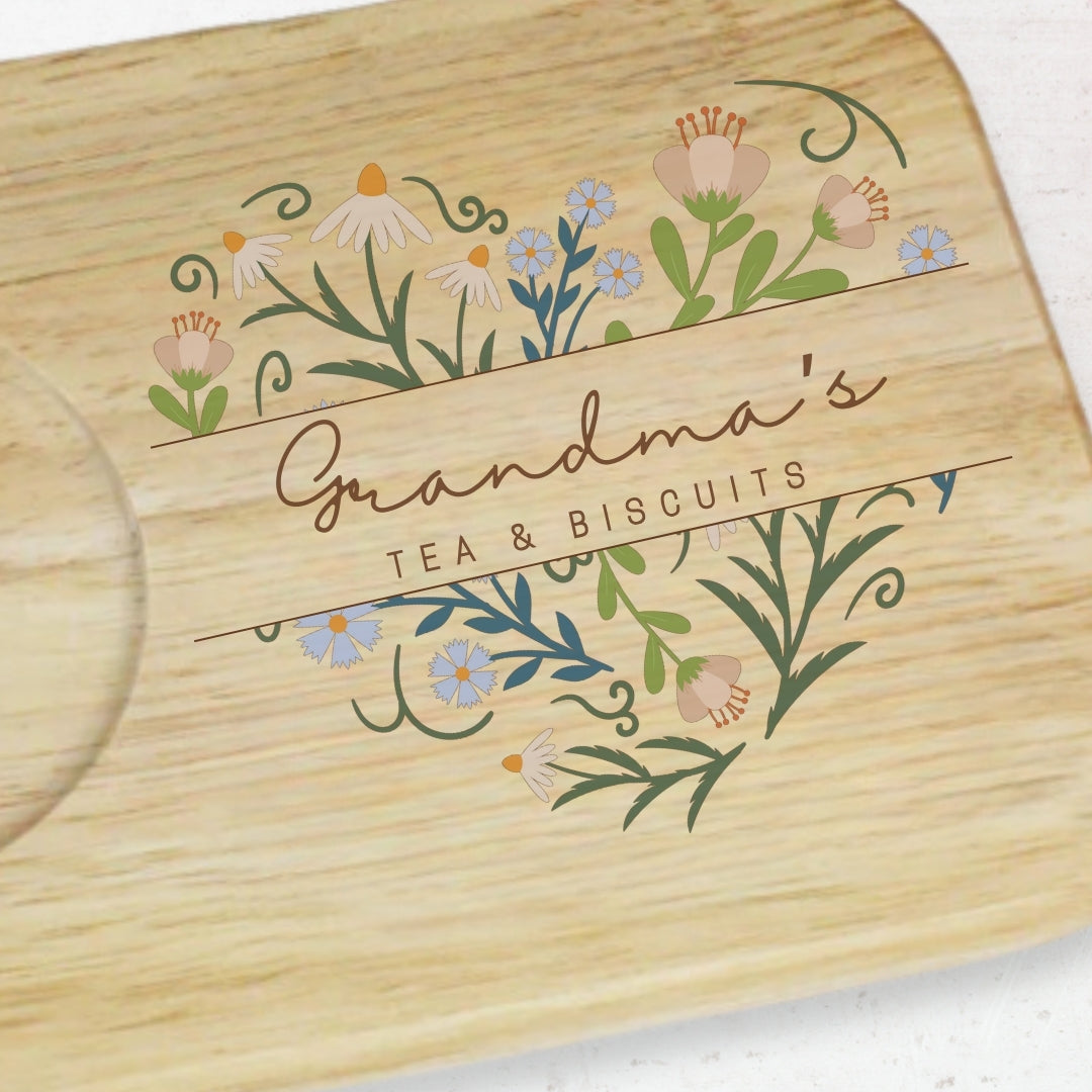 Personalised Tea & Biscuit Board - Floral Design