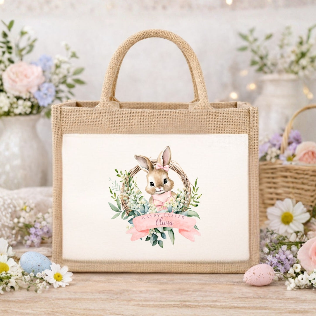 Personalised Flopsy Bunny Happy Easter Egg Hunt Treat Bag