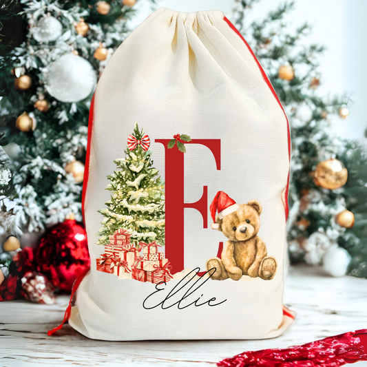 Customisable Monogram Santa Present Sack