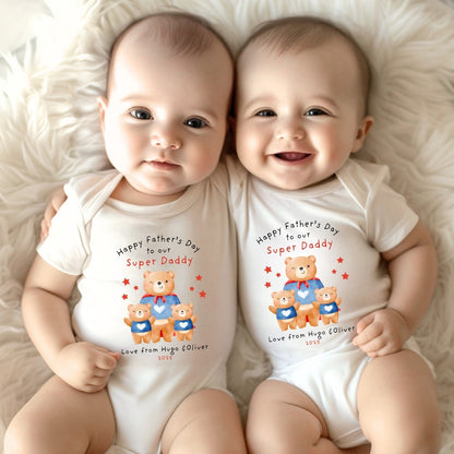 Personalised Happy Father's Day Super Dad Baby Vest