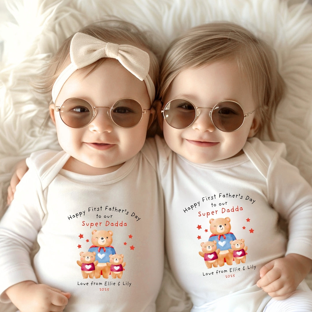 Personalised Father's Day Super Dad Baby Sleepsuit