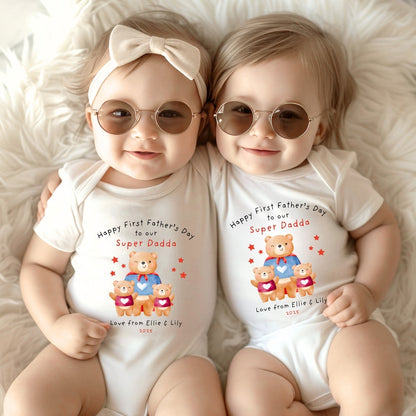 Personalised Happy Father's Day Super Dad Baby Vest