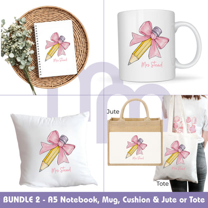 Personalised Teacher Gift Bag  - Jute - Light Pink