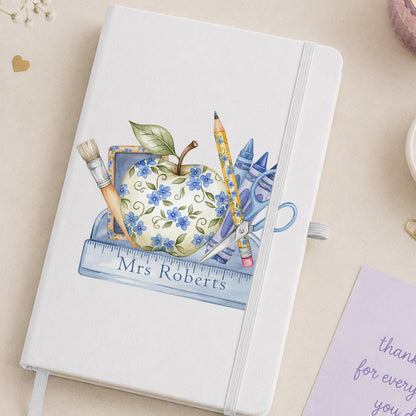 Personalised thank you teacher notebook with floral school stationery design
